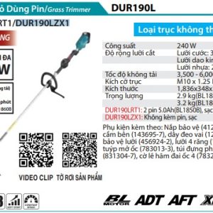 Máy Cắt Cỏ Dùng Pin(TAY CẦM VÒNG/BL) (không kèm pin sạc) - Makita DUR190LZX1