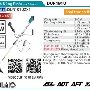 Máy Cắt Cỏ Dùng Pin(BL)(18V) (kèm 01 pin 5.0 + sạc nhanh) - Makita DUR191URT1