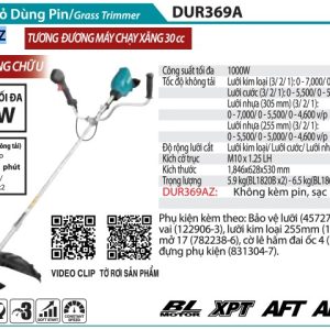 Máy Cắt Cỏ Dùng Pin(BL)(18Vx2) (không kèm pin sạc) - Makita DUR369AZ