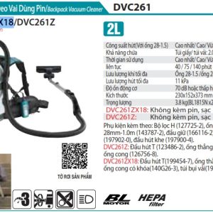 Máy Hút Bụi Đeo Vai Dùng Pin - Makita DVC261ZX18