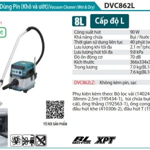 Máy Hút Bụi Dùng Pin(18VX2) (không kèm pin sạc) - Makita DVC862LZ