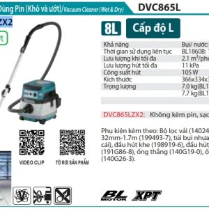 Máy Hút Bụi Dùng Pin (không kèm pin sạc) - Makita DVC865LZX2