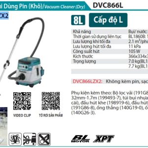 Máy Hút Bụi Dùng Pin(BL)(18Vx2) (không kèm pin sạc) - Makita DVC866LZX2