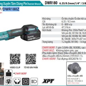 Máy Siết Bu Lông Xuyên Tâm Dùng Pin(18V) (không kèm pin sạc) - Makita DWR180Z