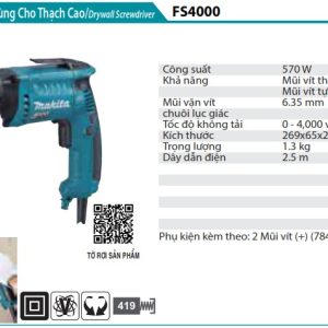 Máy Vặn Vít Dùng Cho Thạch Cao - Makita FS4000