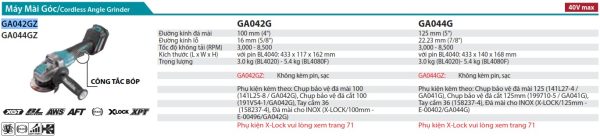 Máy Mài Góc Dùng Pin(không kèm pin sạc) - Makita GA042GZ