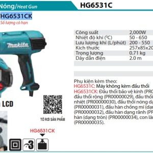 Máy Thổi Nóng(2000W) - Makita HG6531CK