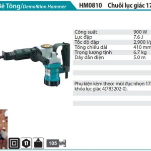 Máy Đục Bê Tông (CHUÔI LỤC GIÁC 17MM) - Makita HM0810A