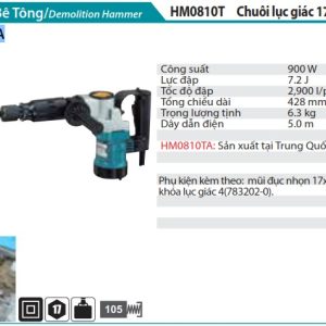 Máy Đục Bê Tông(CHUÔI LỤC GIÁC 17MM) - Makita HM0810TA