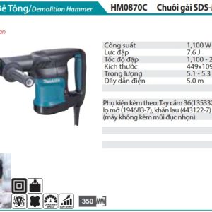 Máy Đục Bê Tông(CHUÔI GÀI SDS-MAX) - Makita HM0870C