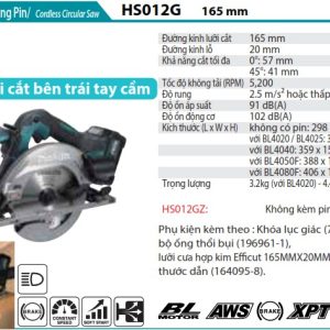 Máy cưa đĩa dùng pin 40V Max Makita HS012GZ