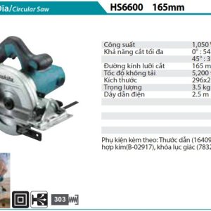 Máy cưa đĩa 1050W Makita HS6600 165mm