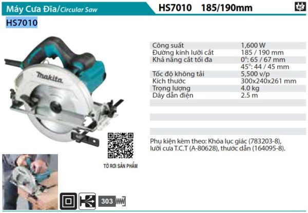 Máy cưa đĩa 185mm Makita HS7010