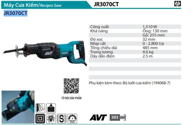 Máy cưa kiếm Makita JR3070CT