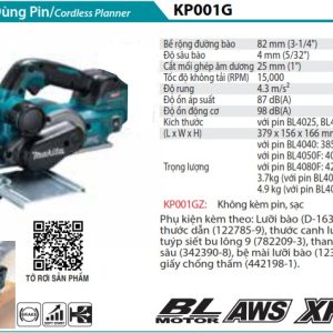 Máy bào dùng pin 40V Max Makita KP001GZ