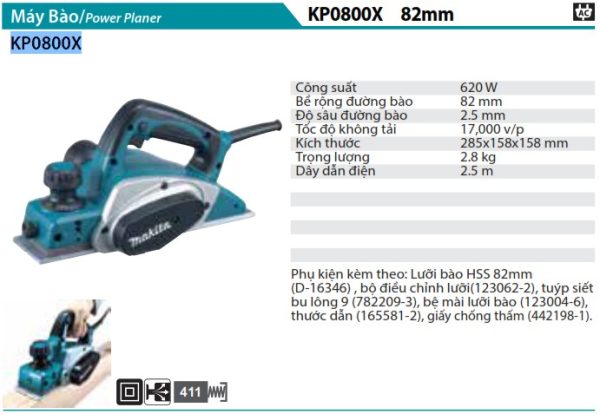 Máy bào chạy điện Makita KP0800X