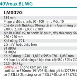 Máy cắt cỏ dùng pin 40V Max Makita LM002GZ (Chưa Pin & Sạc)