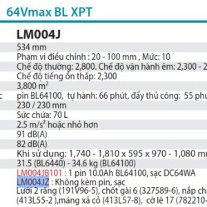 Máy cắt cỏ đẩy dùng pin 64V Makita LM004JZ