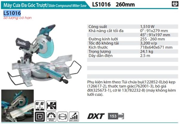 Máy cưa đa góc laser Makita LS1016