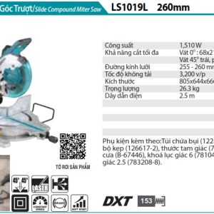 Máy cưa đa góc trượt Makita LS1019L