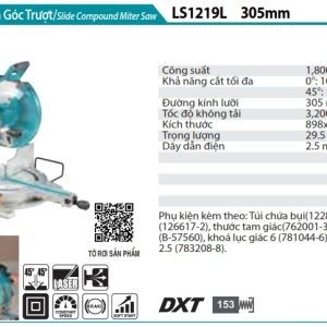 Máy cưa đa góc trượt Makita LS1219L (305mm)