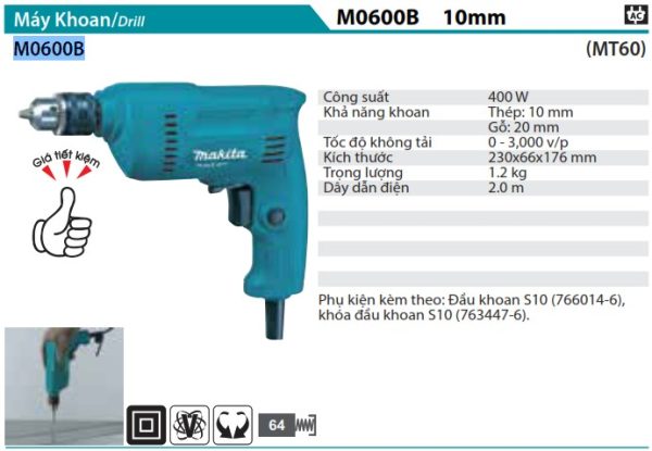 Máy khoan Makita M0600B (10mm)