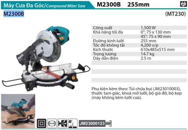 MÁY CƯA ĐA GÓC MAKITA M2300B (255MM) chưa kèm lưỡi cắt