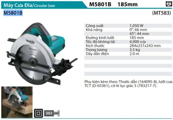 MÁY CƯA ĐĨA Makita  M5801B (185MM)