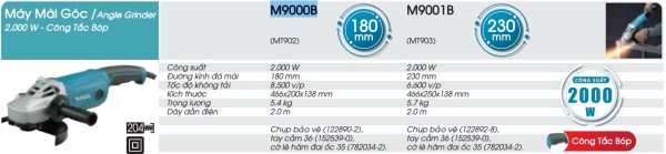 MÁY MÀI GÓC MAKITA M9000B (180MM/2000W/CÔNG TẮC BÓP)