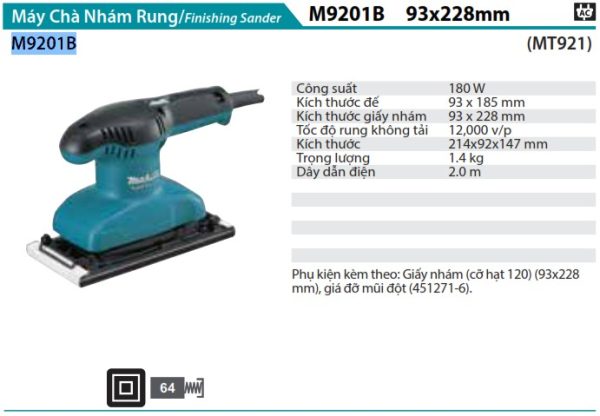 MÁY CHÀ NHÁM QUỸ ĐẠO TRÒN MAKITA  M9202B