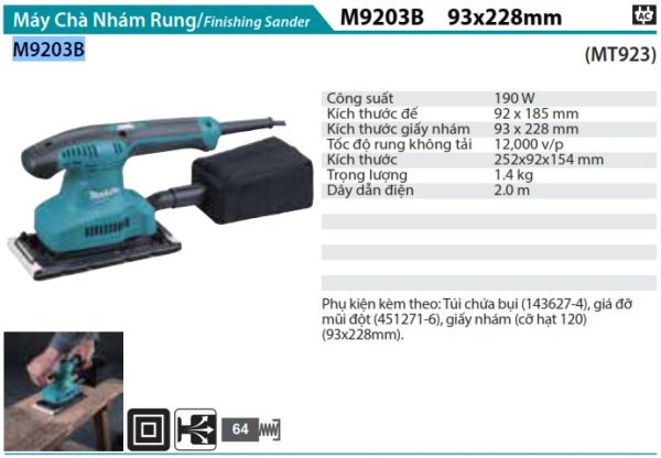 MÁY CHÀ NHÁM RUNG MAKITA  M9203B