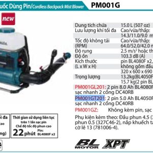 MÁY PHUN THUỐC DÙNG PIN Makita  PM001GL201