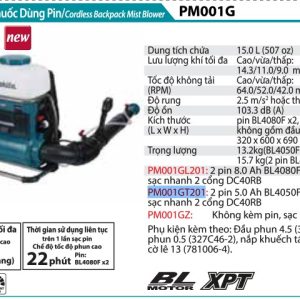 MÁY PHUN THUỐC DÙNG PIN Makita  PM001GT201 (BL)(40V MAXX2)