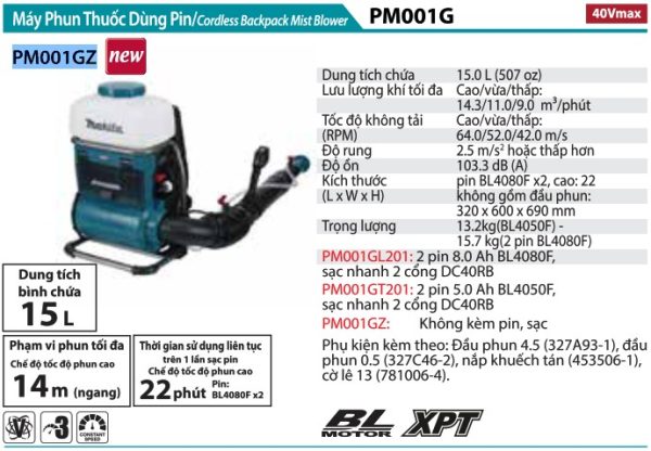 MÁY PHUN THUỐC DÙNG PIN Makita PM001GZ