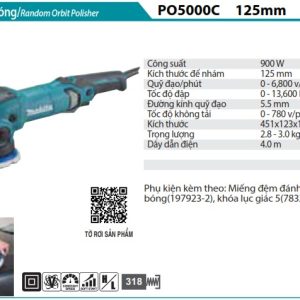 MÁY ĐÁNH BÓNG QUỸ ĐẠO Makita PO5000C (125MM)