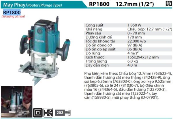 MÁY PHAY Makita  RP1800 (12,7MM/1/2'')