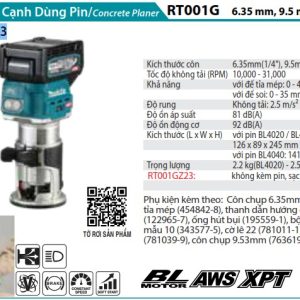 MÁY ĐÁNH CẠNH DÙNG PIN Makita RT001GZ23 (BL)(40V MAX) (không kèm pin sạc)