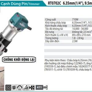 MÁY ĐÁNH CẠNH Makita RT0702C (6,35MM/1/4",9,35MM/3/8")