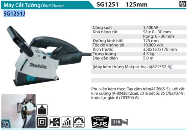 MÁY CẮT TƯỜNG Makita  SG1251J (125MM)