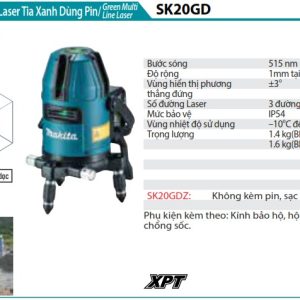 MÁY CÂN MỰC LASER TIA XANH DÙNG PIN Makita SK20GDZ (12V M (không kèm pin sạc)