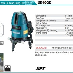 MÁY CÂN MỰC LASER TIA XANH DÙNG PIN Makita SK40GDZ (12V M (không kèm pin sạc)