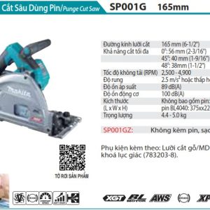 MÁY CƯA ĐĨA DÙNG PIN Makita SP001GZ (165MM/CÓ THỂ GẮN TR (không kèm pin sạc)