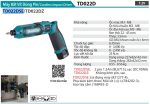 MÁY BẮT VÍT DÙNG PIN Makita TD022DSE (7.2V) (kèm 02 pin + sạc)