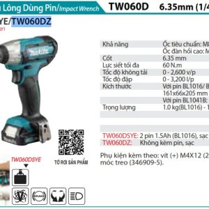 MÁY SIẾT BU LÔNG DÙNG PIN Makita TW060DZ