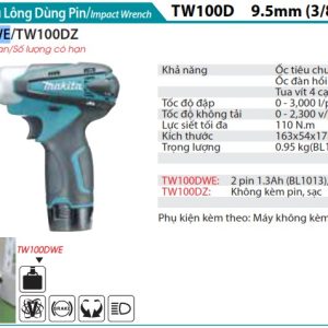 MÁY SIẾT BU LÔNG DÙNG PIN Makita TW100DWE