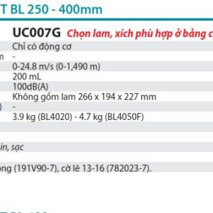 MÁY CƯA XÍCH DÙNG PIN Makita UC007GZ  (KHÔNG KÈM DÂY XÍCH (không kèm pin sạc)