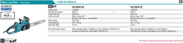 MÁY CƯA XÍCH DÙNG ĐIỆN Makita UC3041A(300MM/90PX)