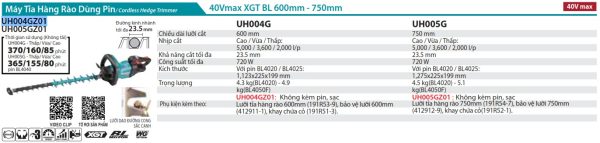 MÁY TỈA HÀNG RÀO DÙNG PIN Makita UH004GZ01 (600MM/BL)(40V (không kèm pin sạc)