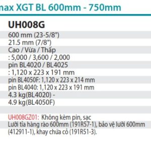 MÁY TỈA HÀNG RÀO DÙNG PIN Makita UH008GZ01 (600MM/BL)(40V (không kèm pin sạc)