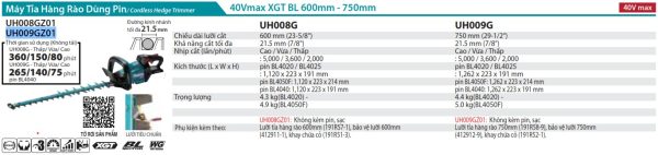 MÁY TỈA HÀNG RÀO DÙNG PIN Makita UH009GZ01 (750MM/BL)(40V (không kèm pin sạc)